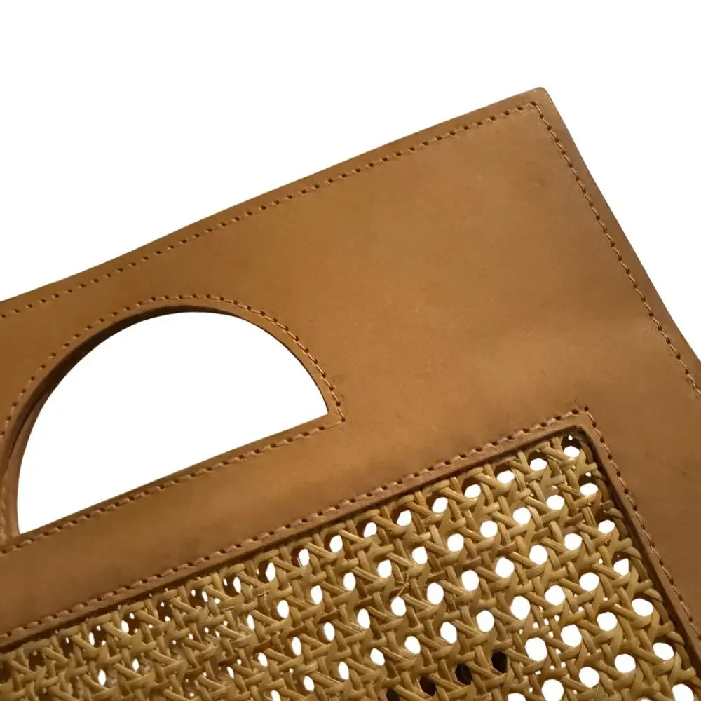 Glad & Young leather Rattan cane Clutch handbag